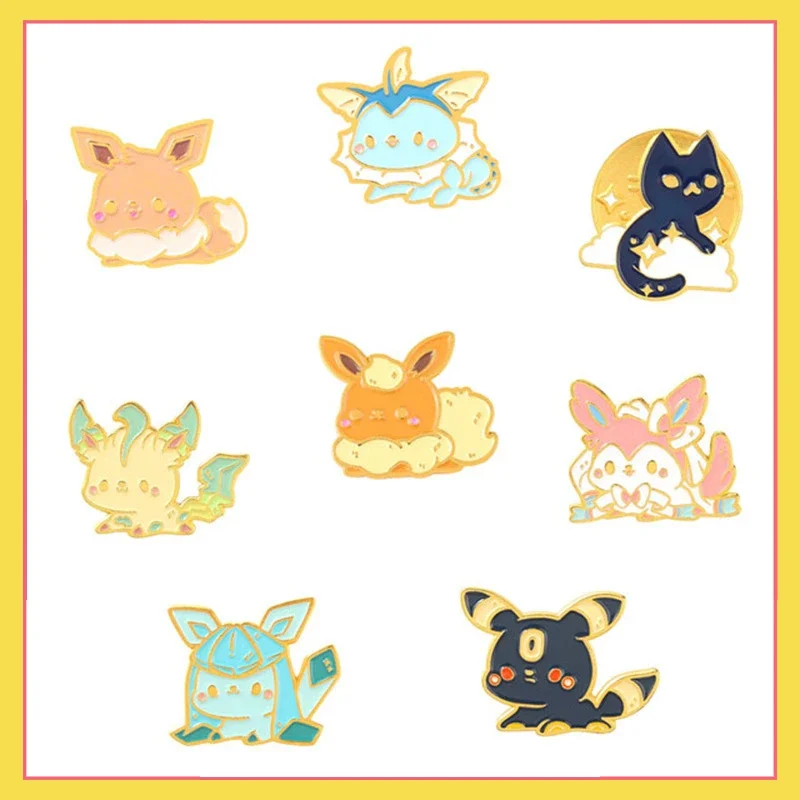 New Pokemon Badges Anime Eeveelution Cute Enamel Pin Backpack Brooch Accessories Kawaii Eevee Jolteon Decoration Kids Gift Toys