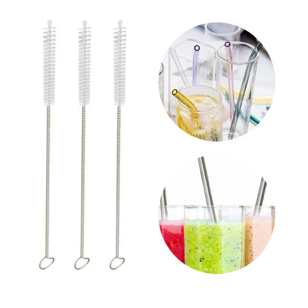 10/200Pc Drinking Straw Cleaning Brush Straw Bottle Glass Hookah Tube Pipe Cleaner Stainless Steel Long Handle Cleaning Brushes