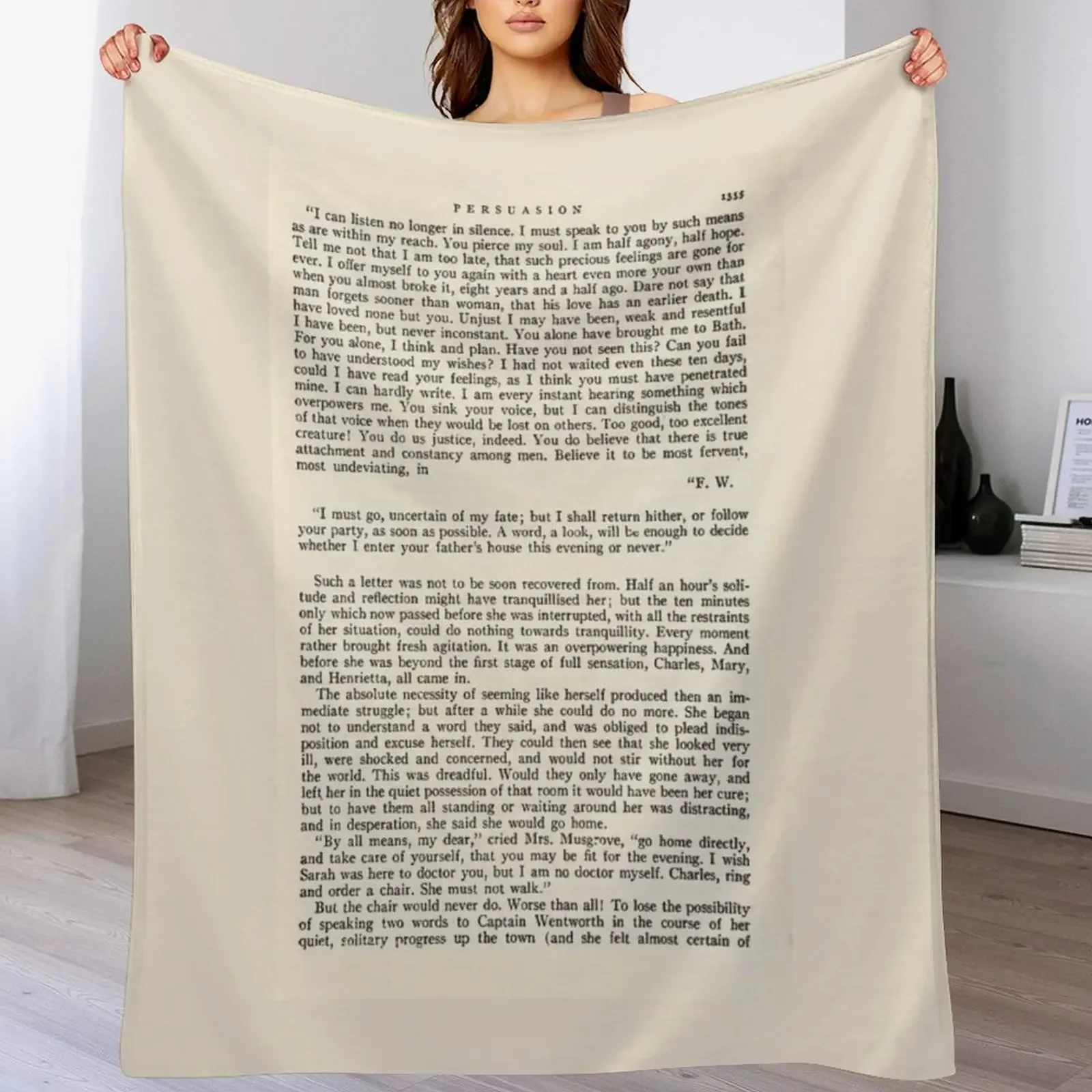 New Persuasion by Jane Austen - Captain Wentworth: I am half agony, half hope. - vintage book page Throw Blanket Sofas Blankets