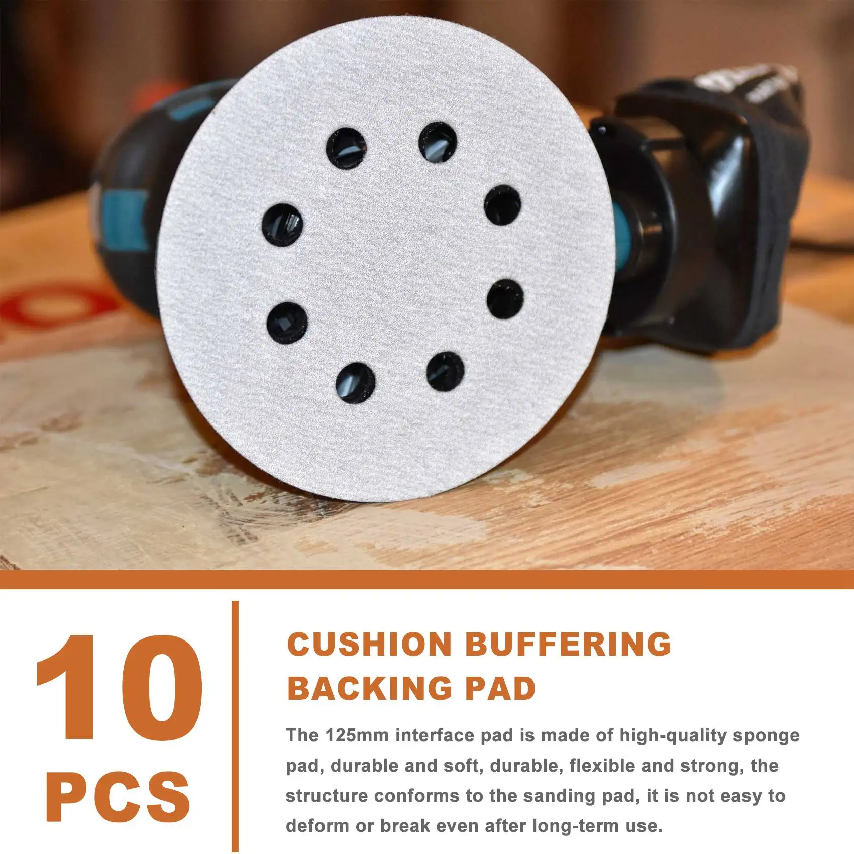 A98E-10 Pieces 5In Soft Density Foam Interface Pad Hook And Loop Foam Sanding Pads 125Mm Sponge Cushion Buffering Backing Pad