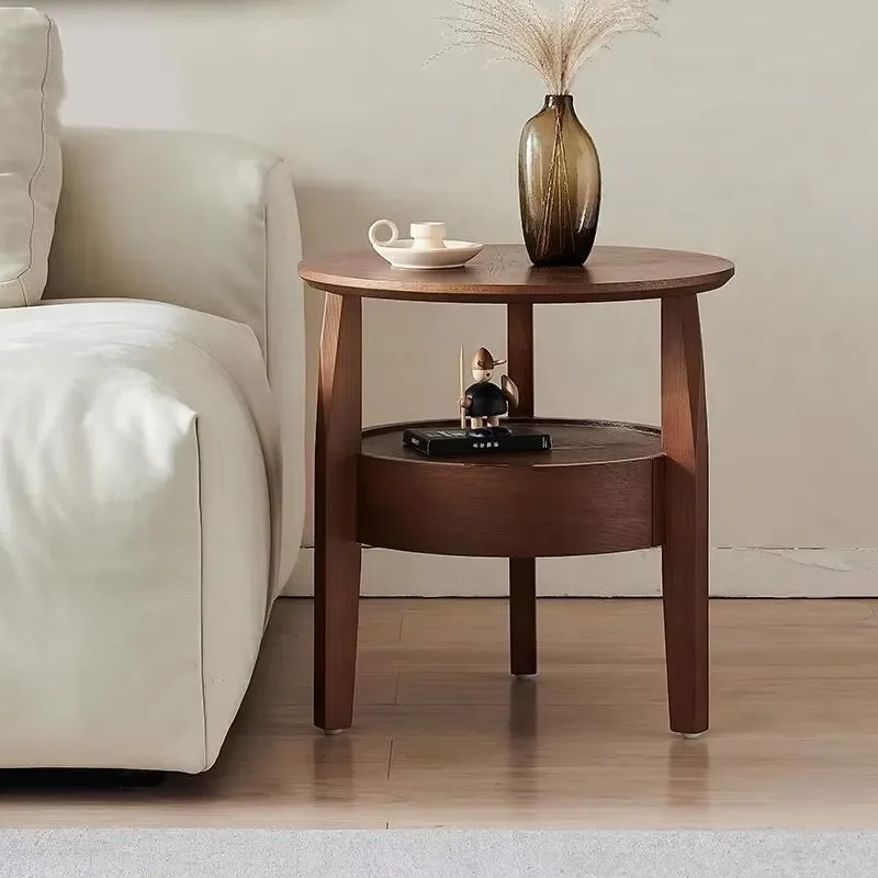 Two Layers Round Top Charging Music Smart Wireless Side Table Shelf With Power Bank TWS Aux Audio Speaker Coffee Tables