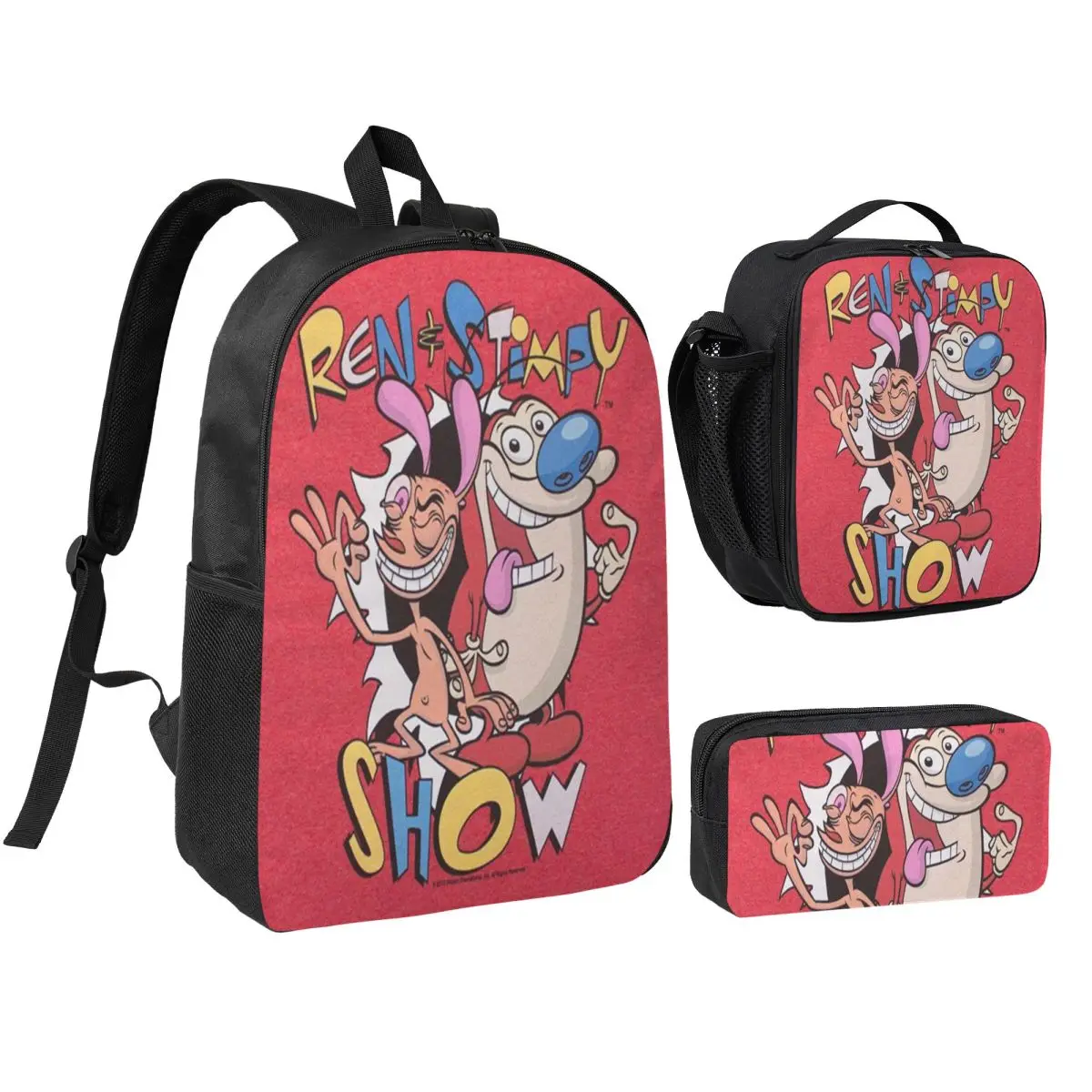 

Duo Rucksack Ren & Stimpy School bags Set for Girls Boys Pen Bags Backpack Sets with Lunch Box For School Students Knapsack
