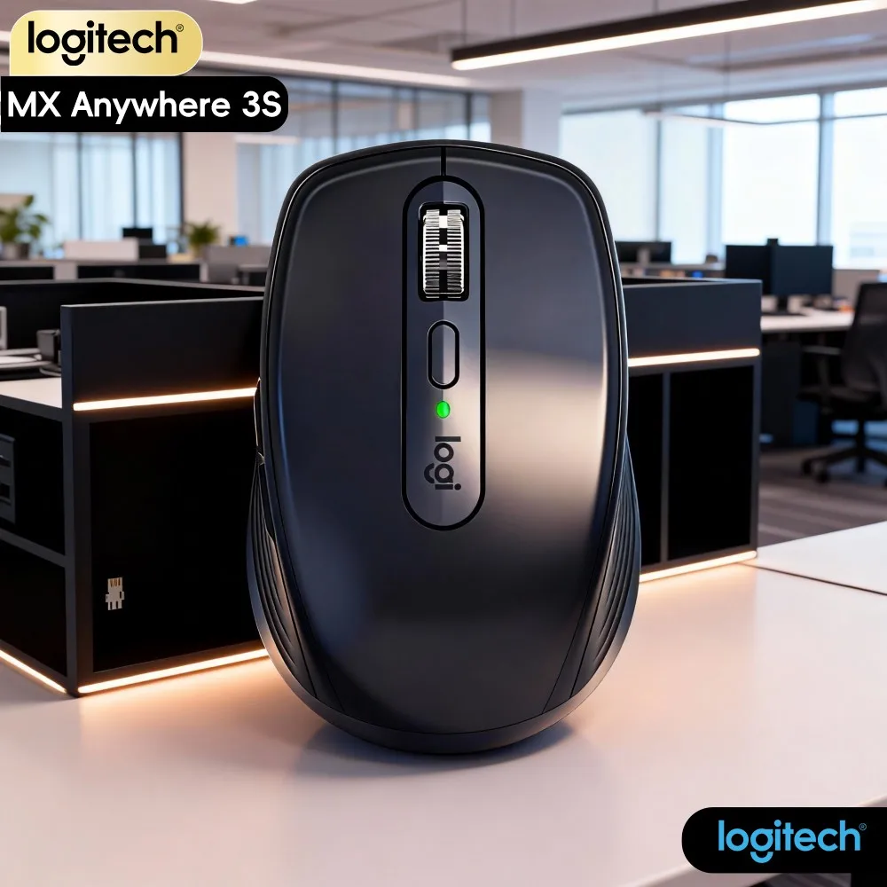 Logitech MX Anywhere 3S Ergonomic Mouse - 8000 DPI Glass Tracking, Magspeed Scroll, Silent Click, 3-Device Sync For Office