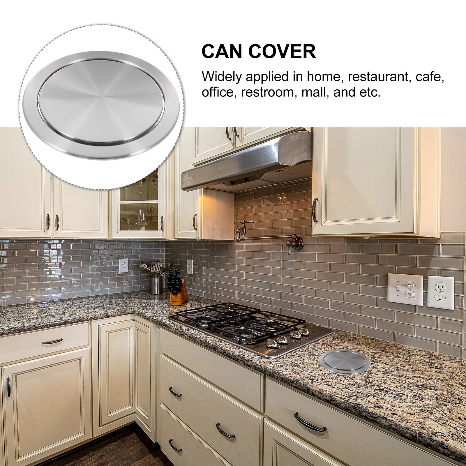 

Stainless Steel Flush Recessed Trash Can Lid Countertop Cover Silence Auto Flap Lid for Kitchen Bathroom Can Cover