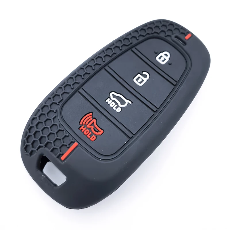 For Hyundai Tucson Solaris Sonata Hybrid NEXO NX4 Santafe Dn8 2020 2021 2022 Silicone Key Fob Cover Case Protect Skin Hood view 2