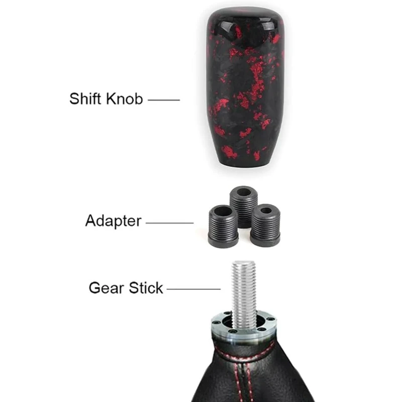 Universal Forged Carbon Fiber Manual Car Gear Shift Knob Shifter Lever Kit Includes 3 Adapters For Manual Transmission Vehicles