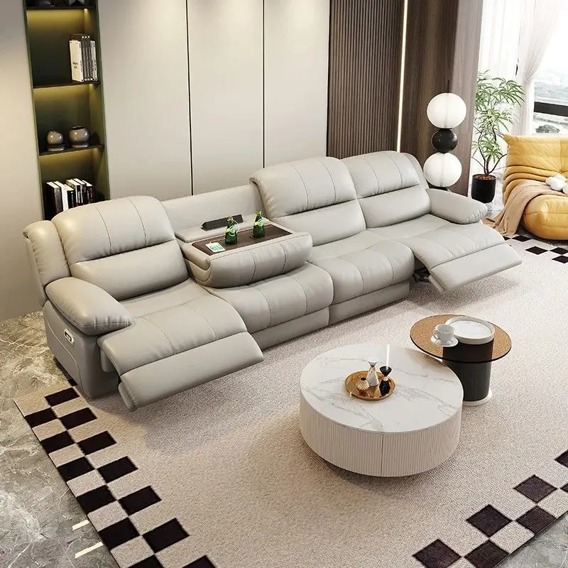 

L-shaped Living Room Sofa Leather Electric Recliner Sofa Multi-functional Sofa Bed Folding Small Furniture with Storage Space