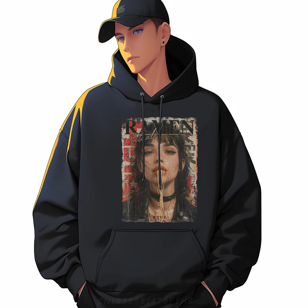 

Pin-Up Ramen Noodle Manga Asian Ramen Cute Oversized Hoodie Vintage Long Sleeve Pullover Hoodie For Men