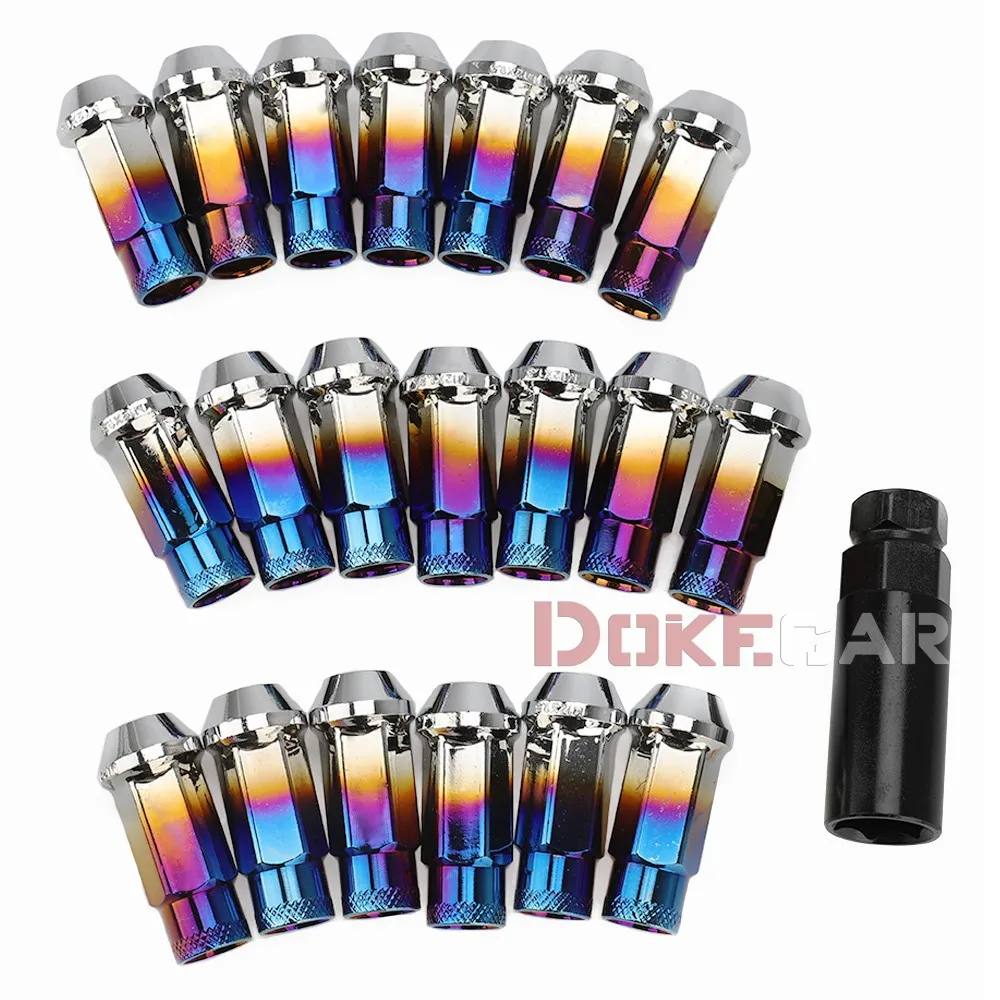 

20pcs/Set Burnt Titanium Steel Racing Car Modification Open-ended Wheel Nuts Lug 48MM M12x1.5 M12*1.25