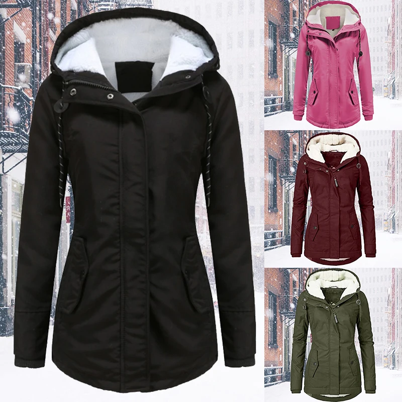 Doudoune longue épaisse pour femme, manteau à capuche, parka chaude, mode, hiver