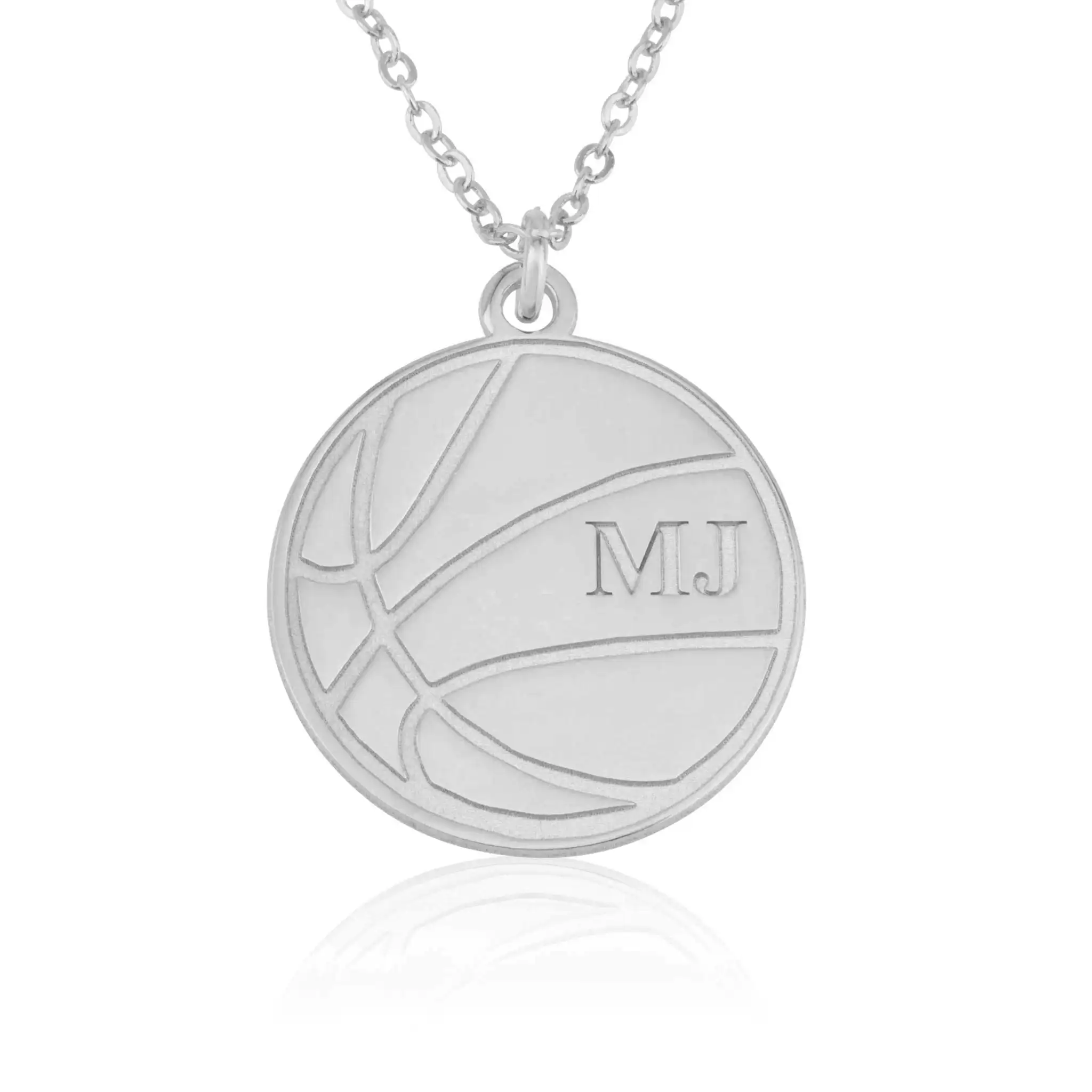 

Customized Initials Name Necklace Round Personalized Corroded Basketball Pattern 18K Gold Plated Round Pendant Best Gift For Boy