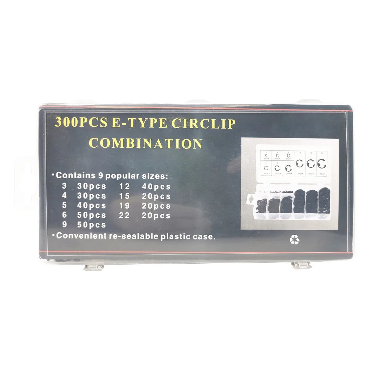 300pc E-type Snap Rings Metal Open Retaining Ring Multi-specification Hardened Circlip Open Wild Card E-type Buckle Circlip Set