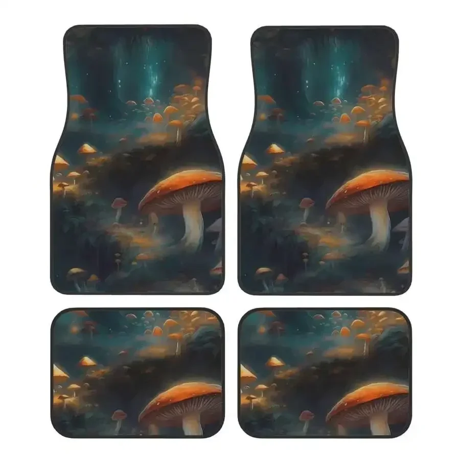 Mystic Boho Mushroom Print 4-Piece Car Floor Mats For Sedan Truck Universal Auto Accessories