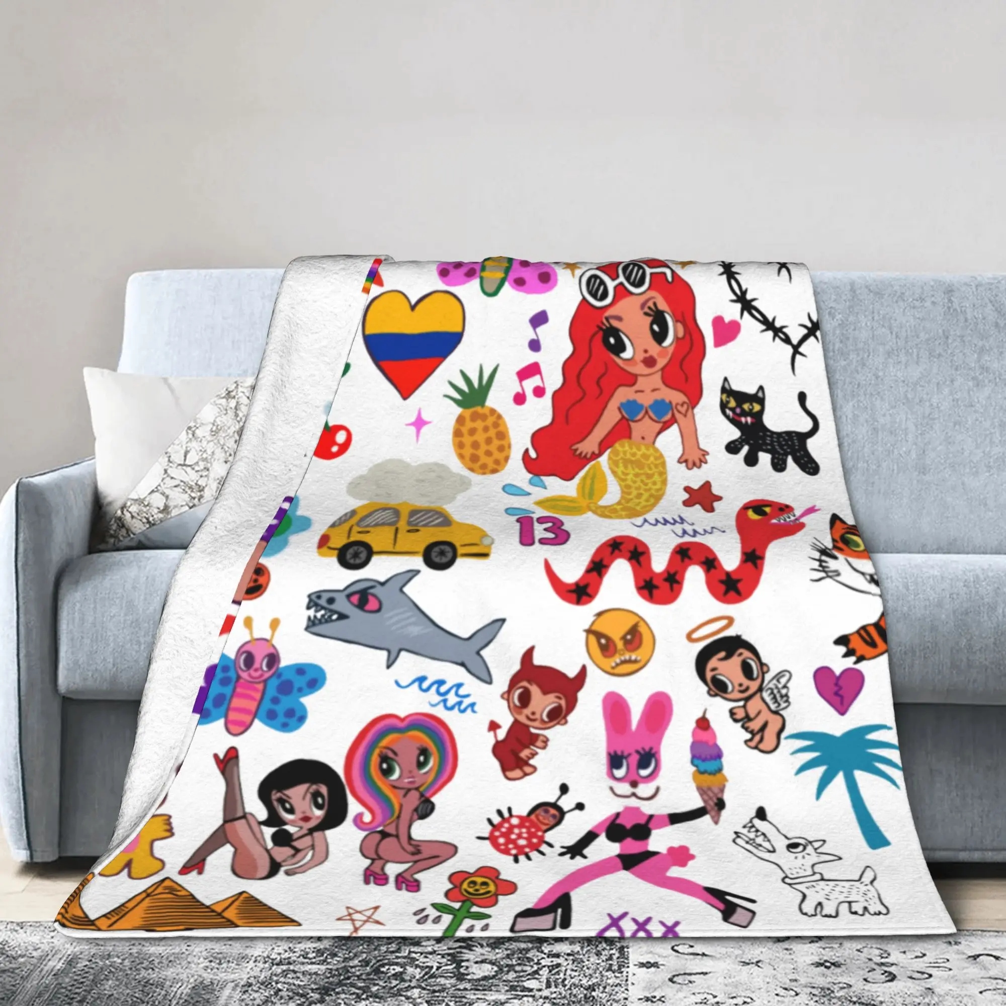 Karol G Blankets  Plush Funny Breathable Throw Blankets for Coverlet Summer