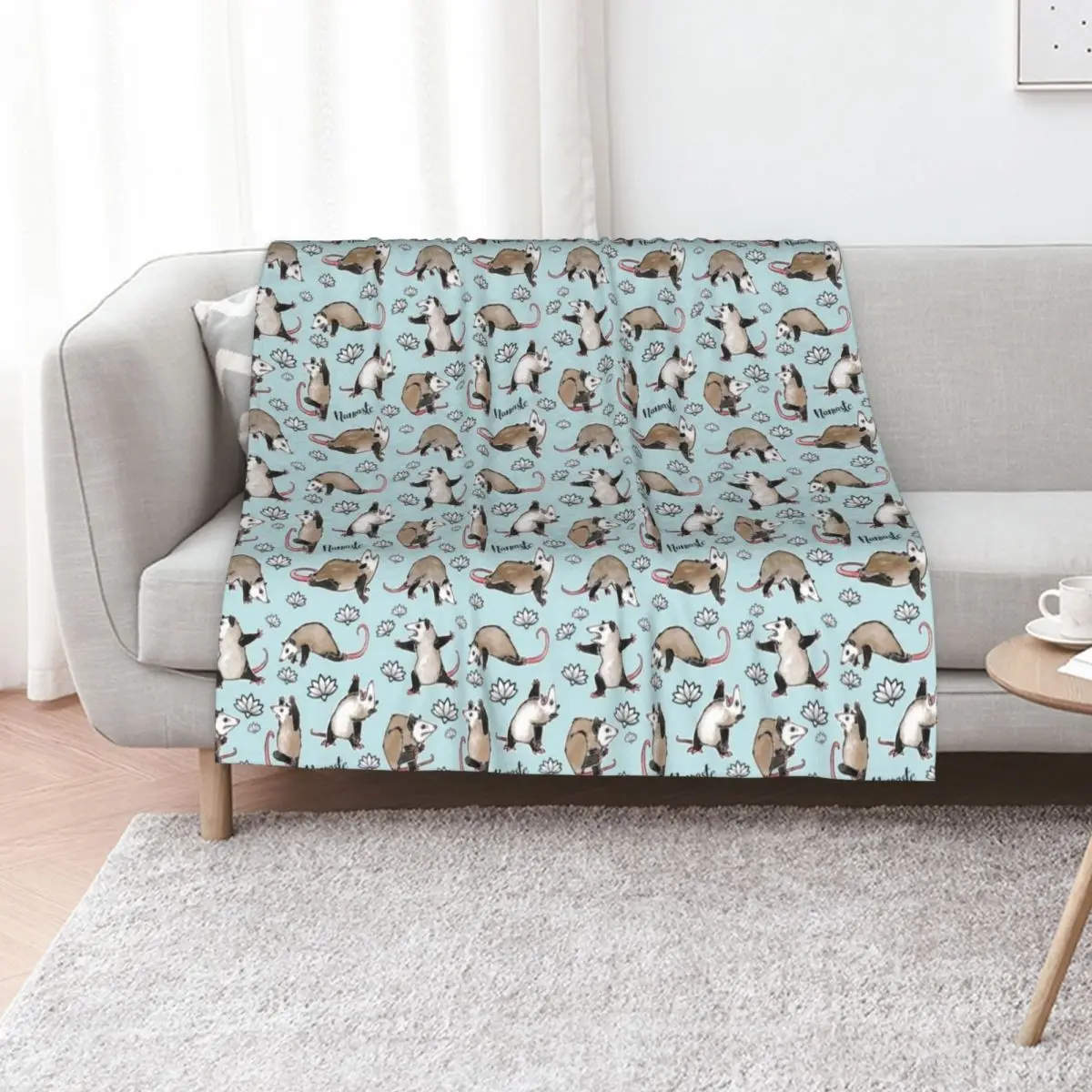

Awesome Possum | Possum Yoga Postures, aqua Throw Blanket Stylish Warm Blanket for Living Room Bedroom