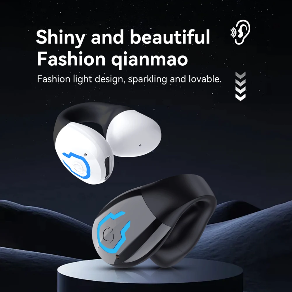Open Ear Clip Headphone Bluetooth-Compatible 5.4 Clip On EarBuds Waterproof Sport Earphones for Workouts and Running