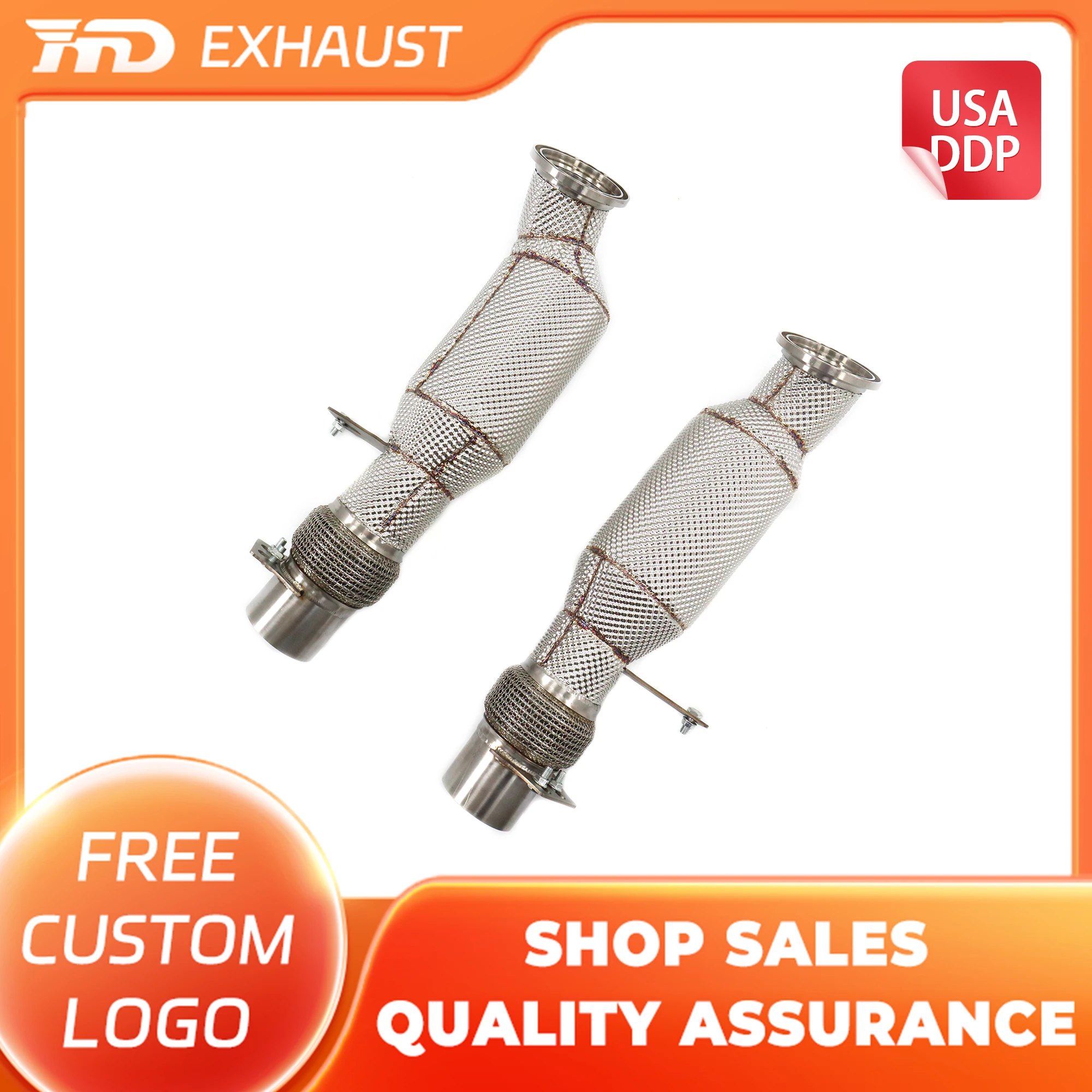 

HMD Exclusive Customization SS304 Downpipe for BMW M760i G11 6.6T 2016-2019 With Heat Shield With Catalysis Parts Exhaust