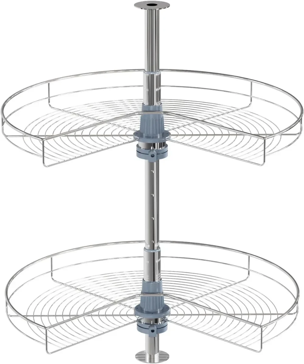 

24 дюйма Kidney Lazy Susan, 2 полки, кухонный угловой органайзер для шкафа (хром 4001 270 24)