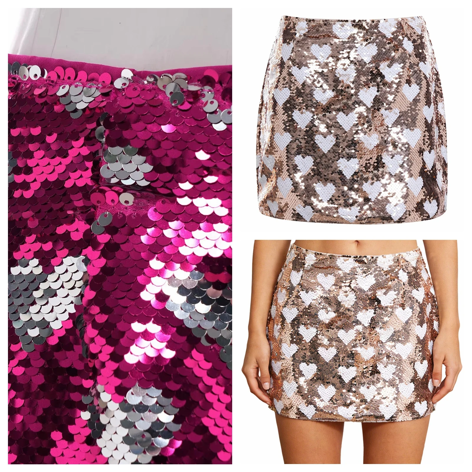 

Женская мини-юбка с пайетками, блестящая эластичная облегающая юбка для вечеринок, ретро-костюм для дискотек, клубная одежда, уличная мода