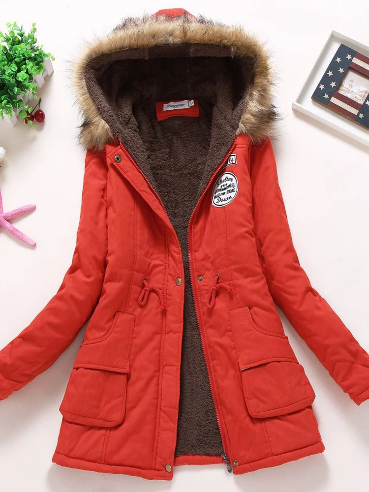 Fitaylor New Winter Padded Coats Women Cotton Wadded Jacket Medium Long Parkas Thick Warm Hooded Quilt Snow Outwear Abrigos