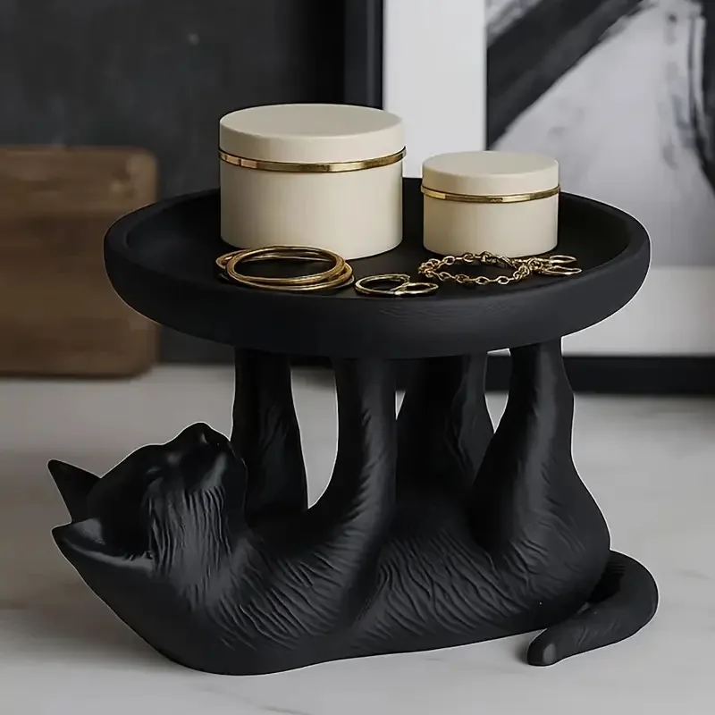 3D Printed Fun Cat Jewelry Tray Playful Cute Cat Design Novel Style Ideal Desktop Organization Gift for Women Ring Dish Stand