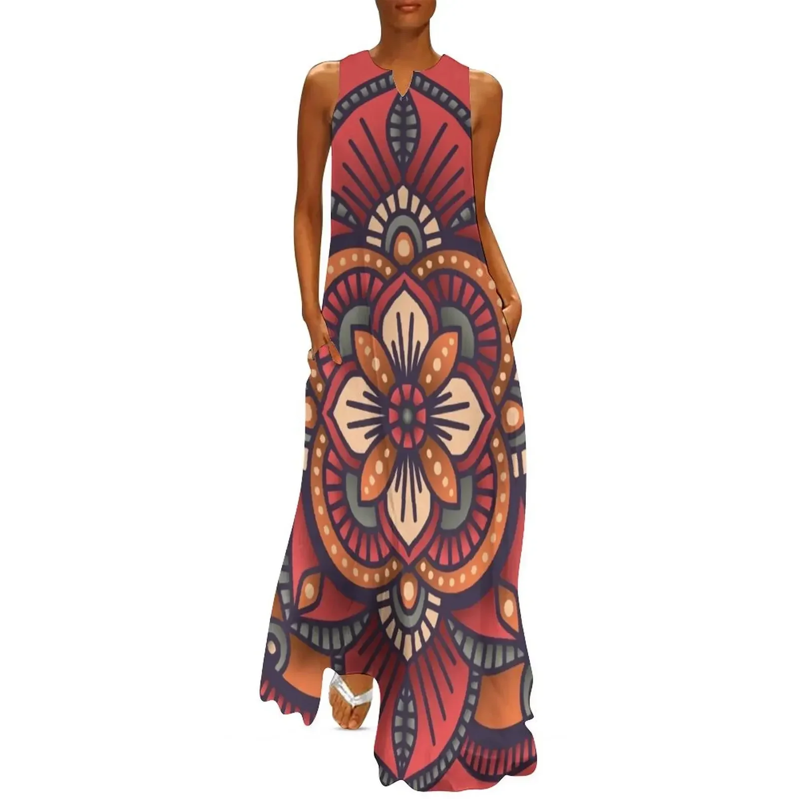 

Red Mandala Long Dress summer women's suit Women's summer skirt ladies dresses for women 2025 Dress