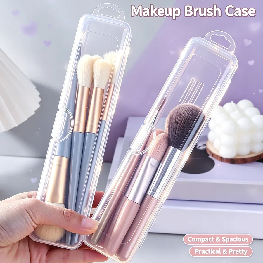 Portable Makeup Brush Storage Case, Dustproof Travel Organizer Box for Eyebrow Pencils, Nail Art Brushes & Travel Toothbrush