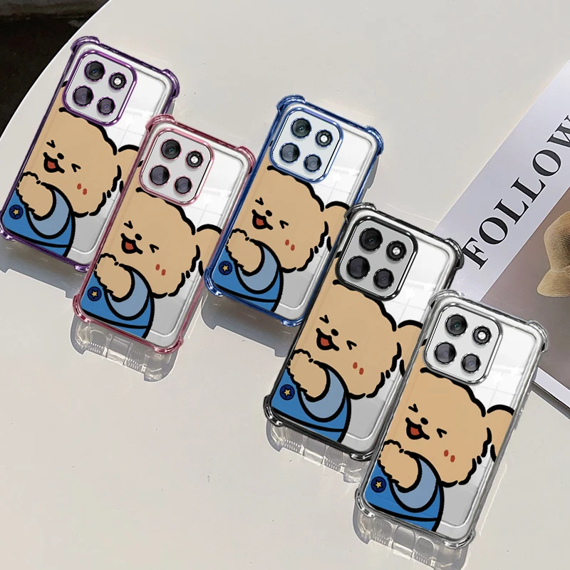 Plating Protective Cover For Motorola Moto G15 Power G35 G75 5G Case Flexible TPU Four-corner Shockproof Dog Pattern