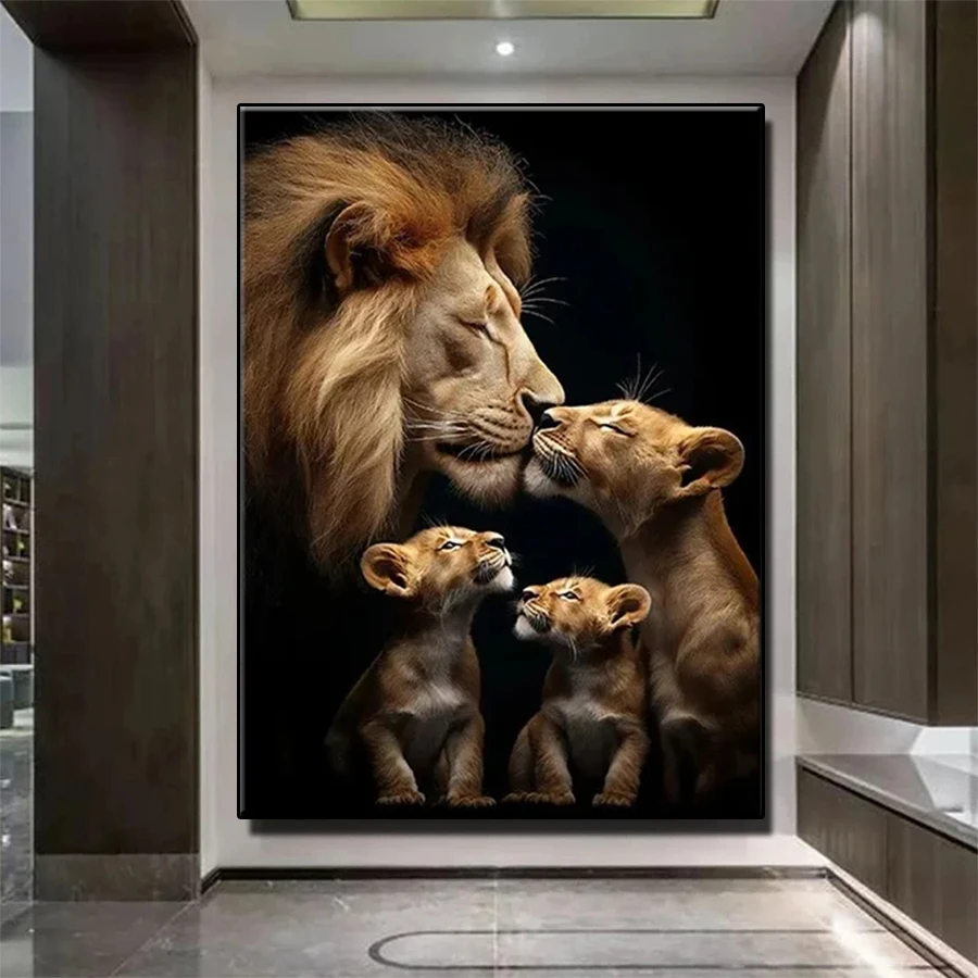 

5D DIY Diamond Embroidery Full Kits Animal Lion Family Affection Art Diamond Painting Cross Stitch Adult Decor Home