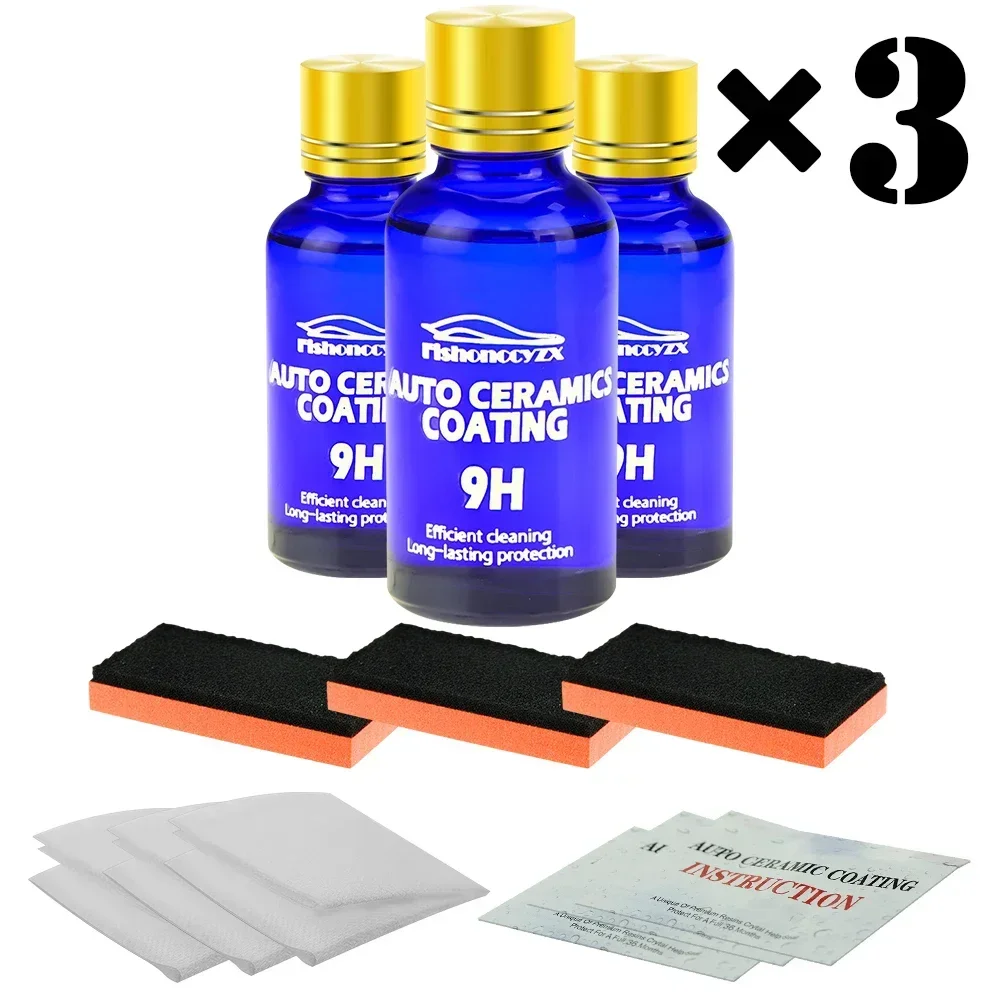 3Pcs 9H Car Plated Crystal Ceramic Coating Super Hydrophobic Glass Polishing Coating Set Without Box Car Paint Maintenance Fluid