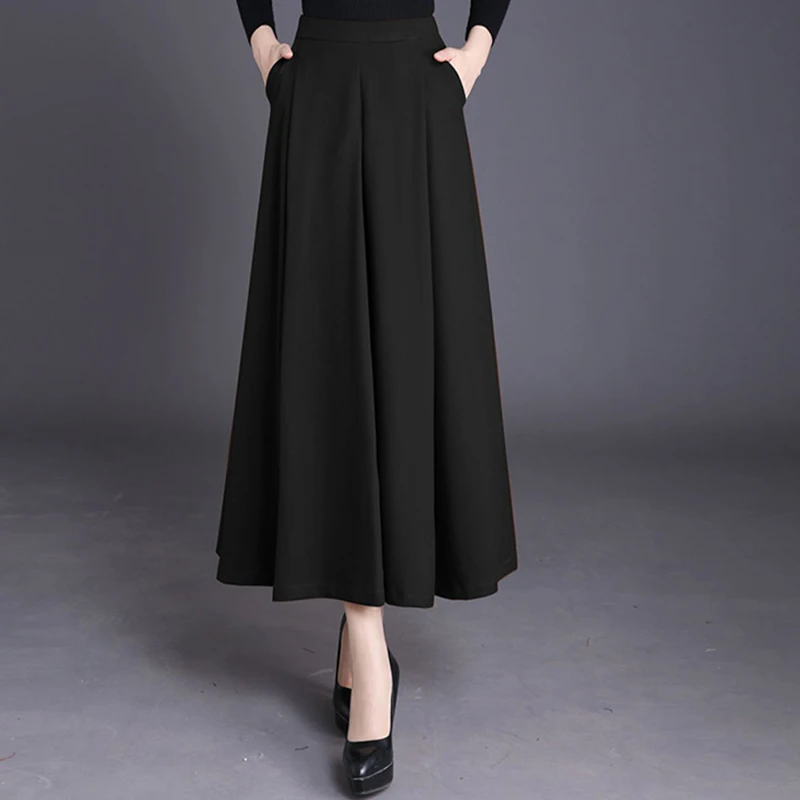 Oversize 5XL HIgh Waist Ankle-Length Culotte Pants Korean Womens Elegant Wide Leg Pantalones Spring Fall Basic Baggy Spodnie