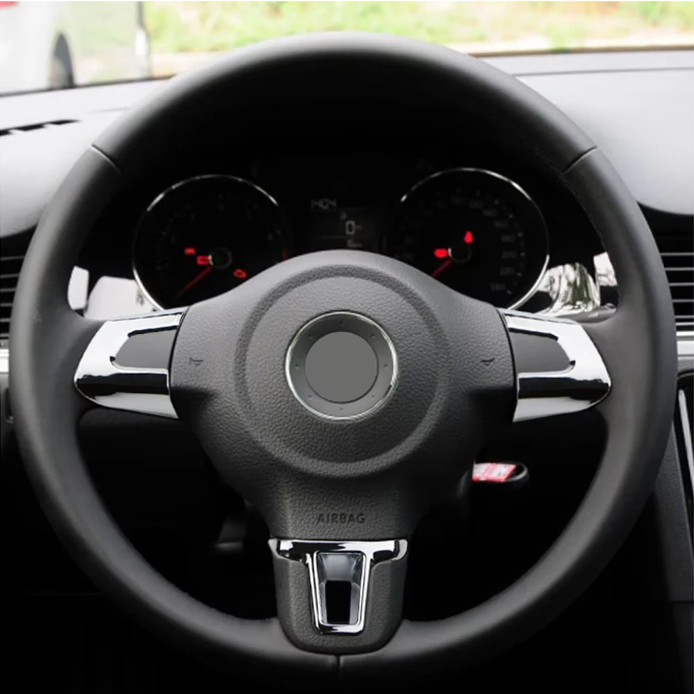 For Volkswagen VW Golf 6 MK6 Polo Jetta MK5  Bora Caddy Eos Car Steering Wheel Trim Sequins Cover Stickers Accessories view 5