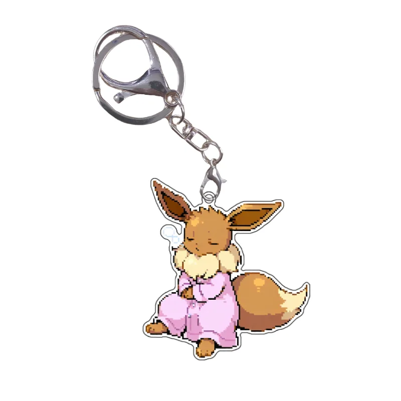 Gantungan Kunci Pokemon Tidur Sylveon Eevee Leafeon Espeon Umbreon Vaporeon Glaceon Karakter Permainan Anime Dekorasi Liontin Akrilik