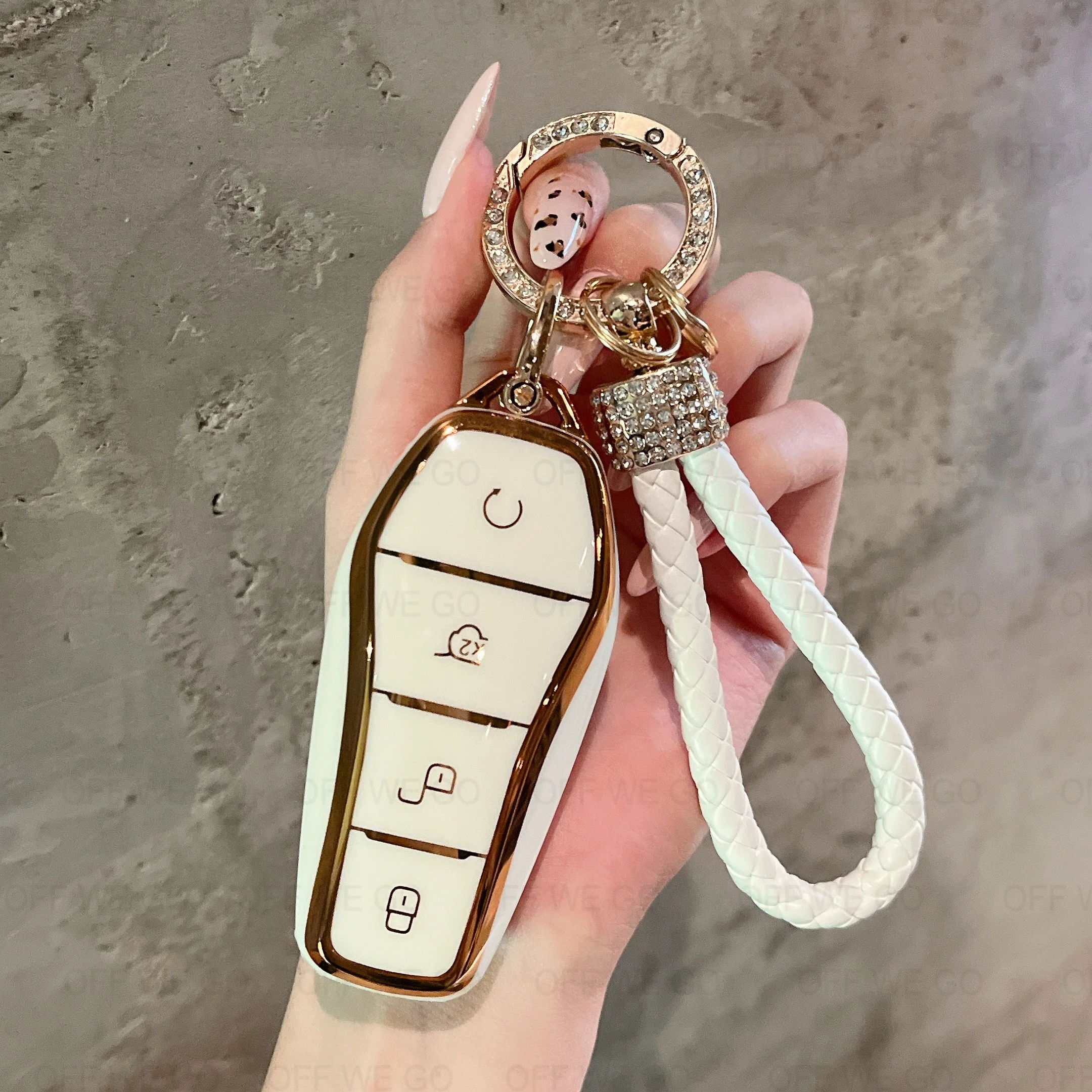 Autoschlüssel-Hülle Passend für BYD Han Ev Tang Dm, 4-Tasten Leder-Schlüsselhülle Smart Key-Gehäuse mit Schlüsselanhänger – Detail 8