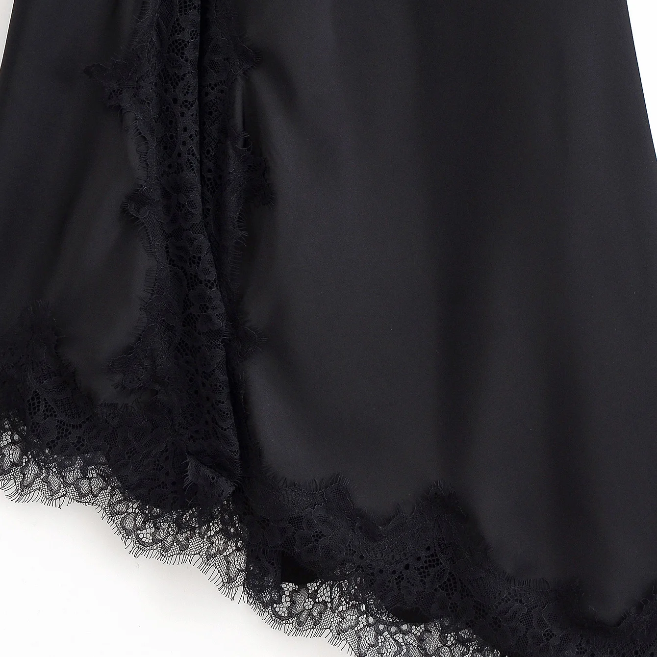 ชุดเดรสผ้าซาตินลูกไม้ ดีไซน์แฟชั่นสำหรับผู้หญิง รุ่นใหม่ประจำฤดูใบไม้ร่วง สีพื้นเรียบ ทรงตรง สไตล์ลำลอง