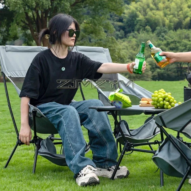 Chaise pliante portable à dossier haut, chaise légère pour le camping, supporte 120kg, parfaite pour les aventures en plein air