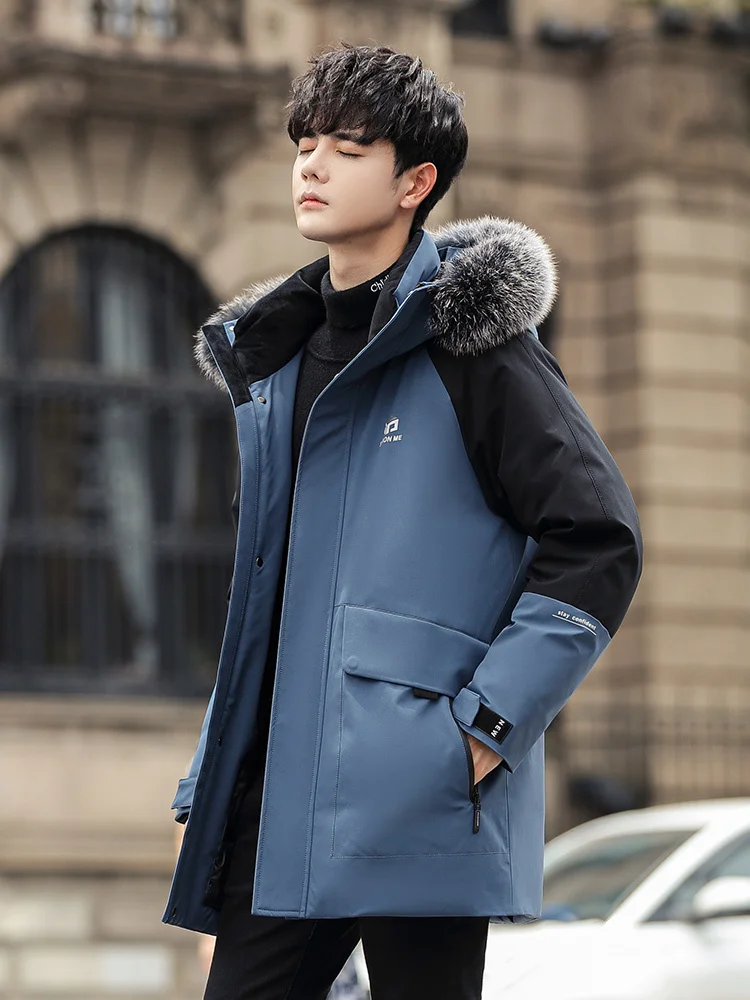 down Duck Men's Jacket Men's Mid-Length New Fashion Brand Extremely Cold Tooling Parka Winter Coat