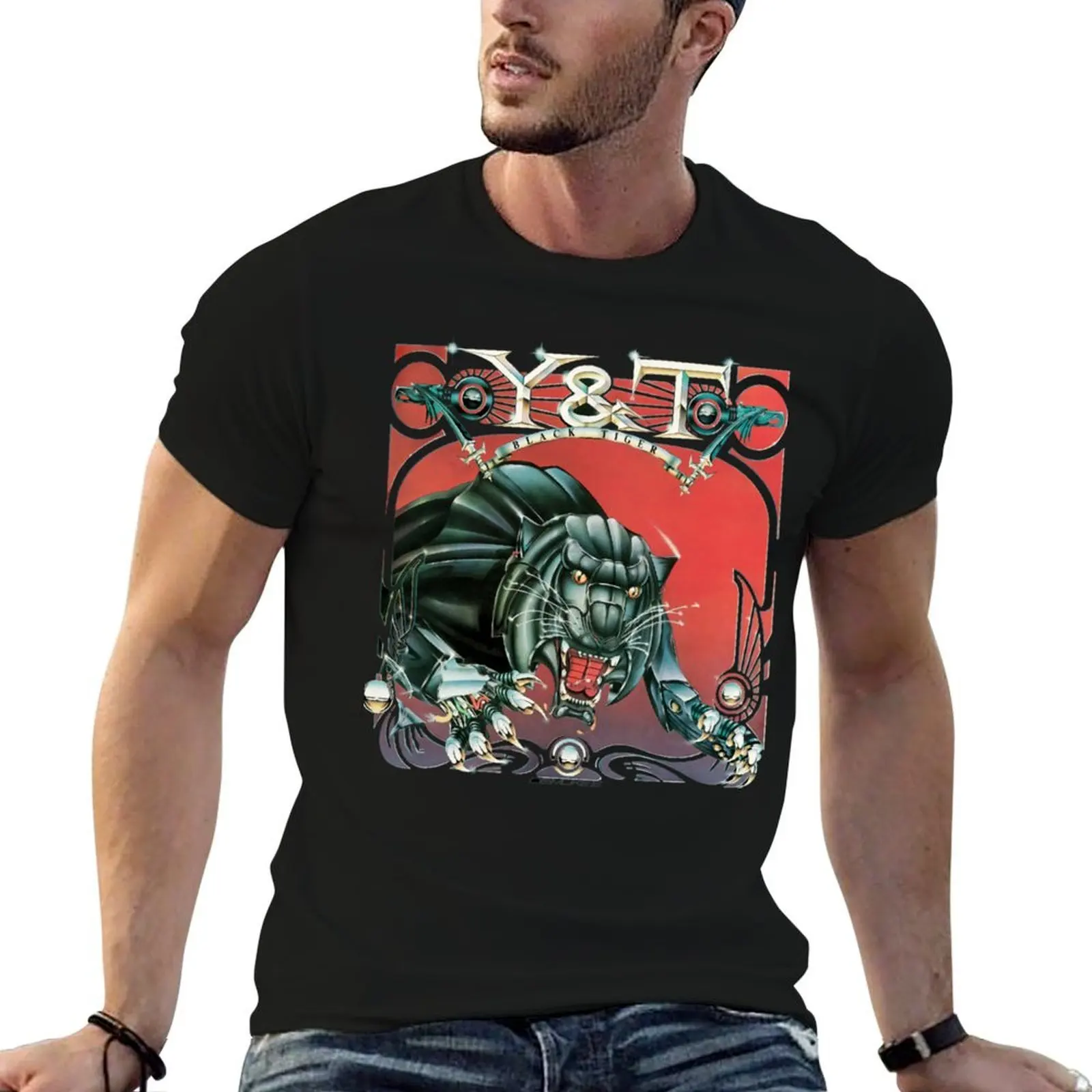 Black Tiger Y&T T-Shirt man t shirts graphic t shirts for man cotton funny essential t shirt T-shirt