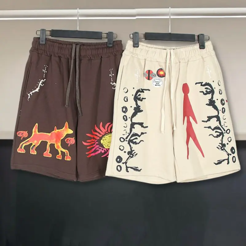 Cactus Jack X Utopia Shorts Summer Hiphop Street Terry Elastic Waist Sports Cropped Pants Men Women Casual Loose Shorts