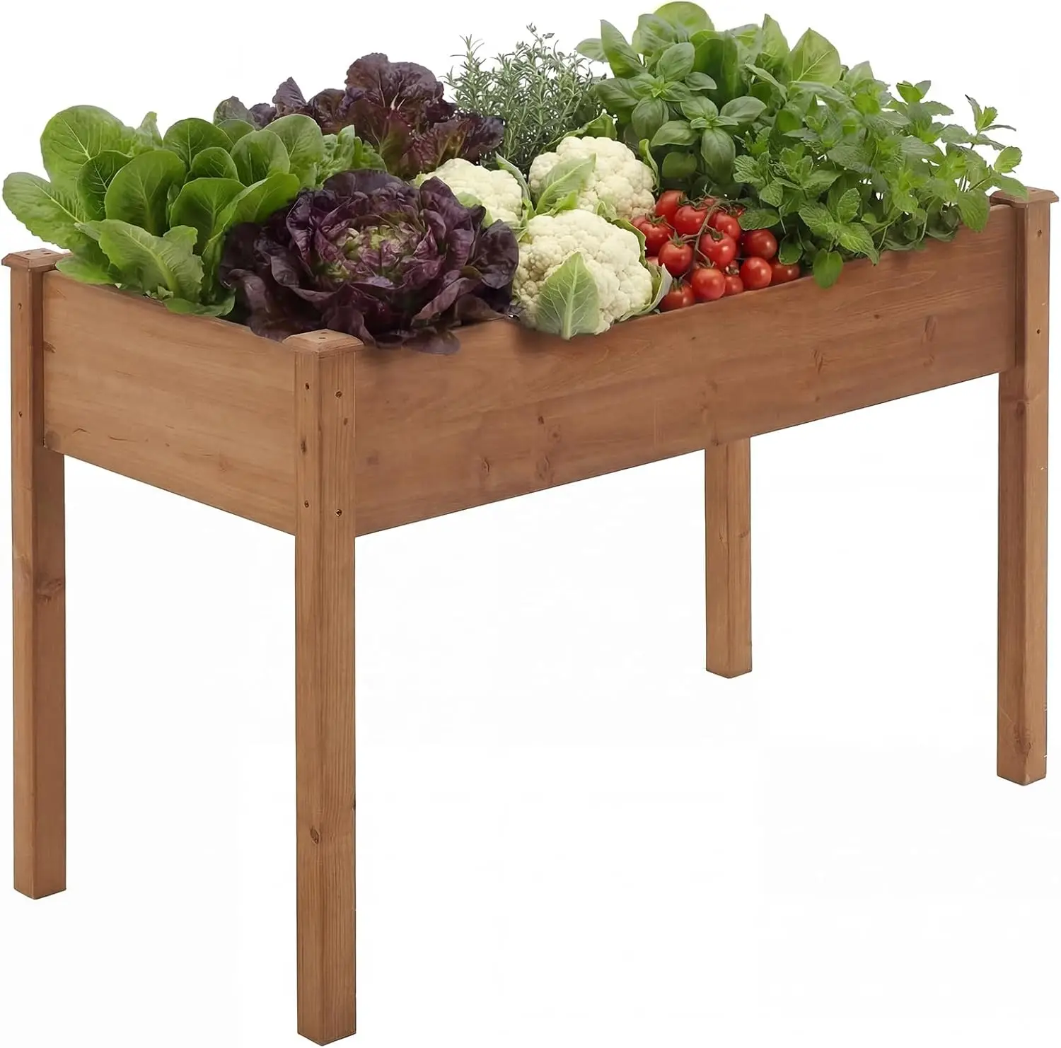 

Высокая деревянная грядка на ножках, 48x24x30 дюймов, для выращивания трав, цветов и овощей, для использования на открытом воздухе, на патио, балконе, заднем дворе
