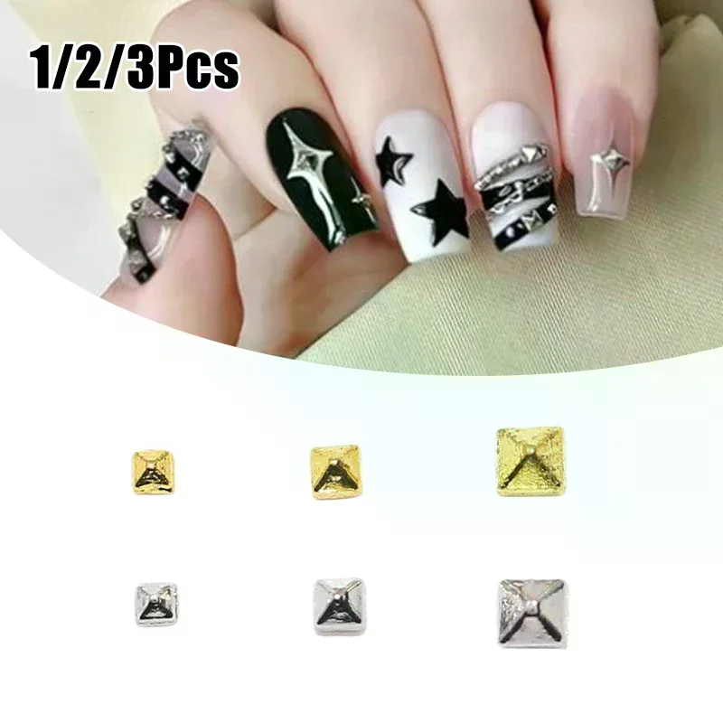 200pcs Gold/Silver 1/1.5/2/3mm Nail Diy Metal Rivet Ornament Charms Square Punk Spikes Studs Tip Decoration Crafts Manicure