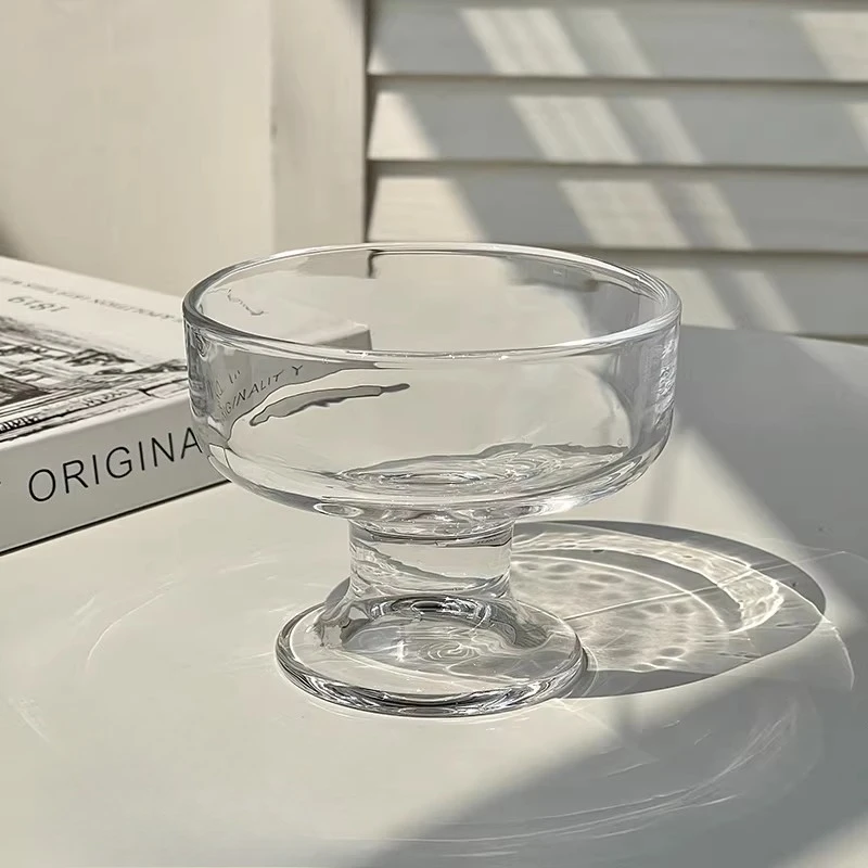 1pcs Ins Style Dessert Bowl High Aesthetic Glass High Footed Cup Home Ice Cream Ice Cream Pudding Fruit Bowl Yogurt Cup view 5