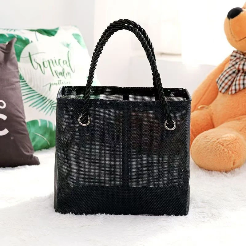 Fashion Mesh Beach Bag Toiletry Storage Travel Bag Large Capacity Tote Bag Durable Mesh Storage Bag For Shopping Traveling