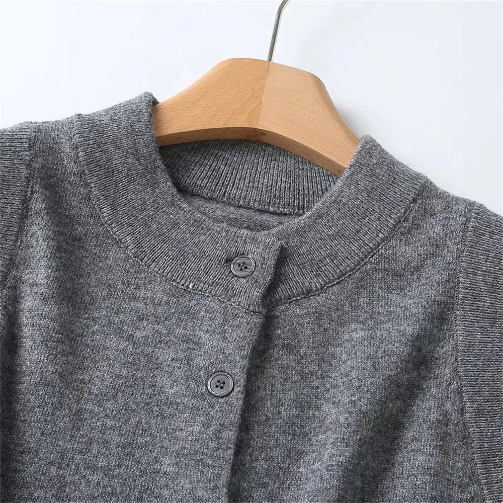 2024ZAR * Spring/Summer Hot Selling New Women\'s Wear Simple Grey Button Soft Glutinous Wool Blended Inner Knitted Tank Top