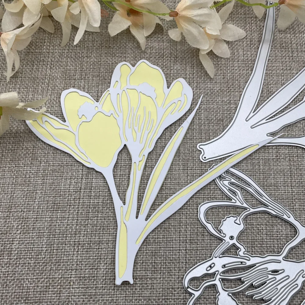 

Металлические вырубные формы в виде цветка крокуса для скрапбукинга, декоративного тиснения, рукоделия, шаблон для вырезания
