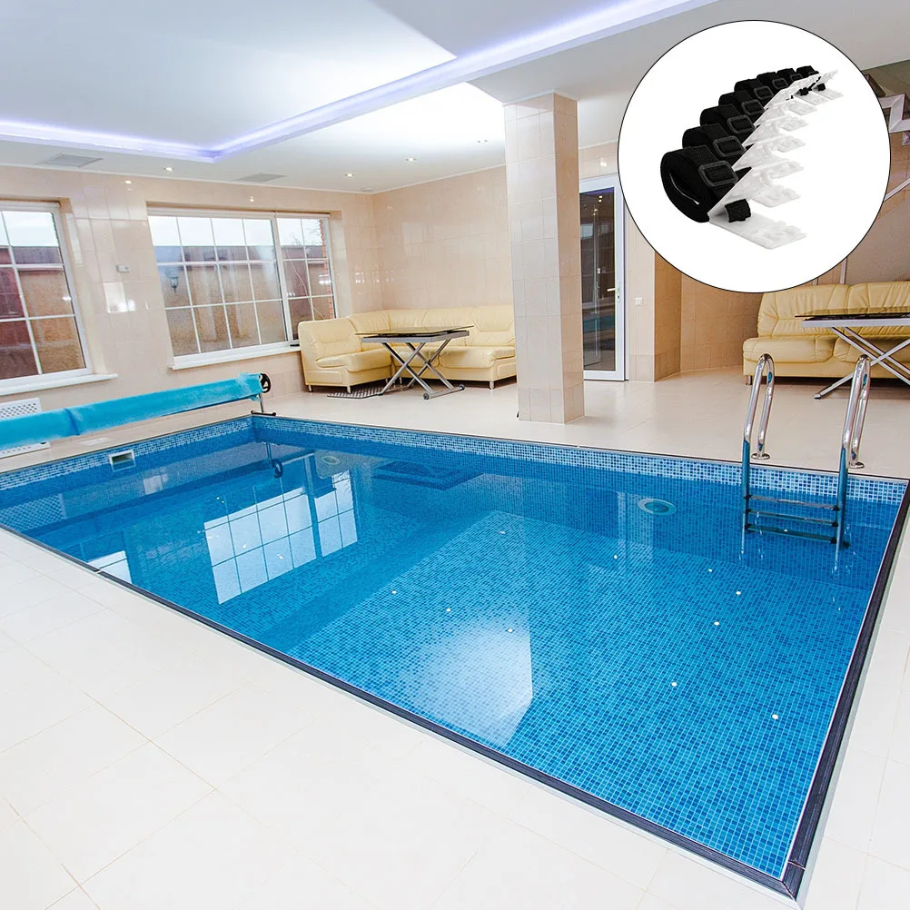 

Solar Blanket Straps Kit 8 Straps Tabs Cord Plates Buckles Inground Reel System Durable Easy Install Compact Lightweight