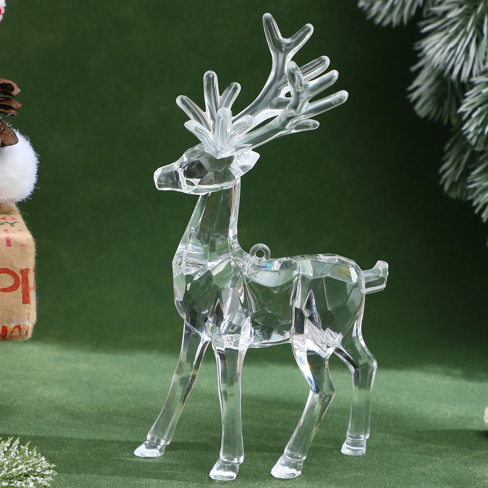 

4Pcs Elk Statue Decor Modern Acrylic Deer Statues Christmas Table Decorations for Home Office Cabinet Displays