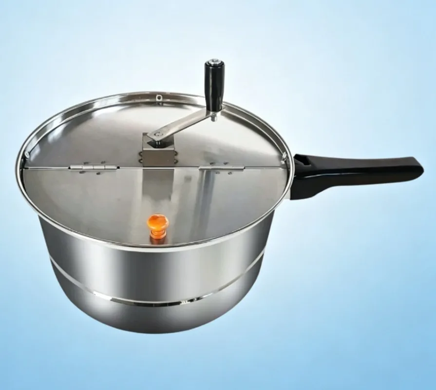 Stainless Steel Stovetop Popcorn Maker, Hand Crank Popcorn Popper Pot for Gas & Electric Heating
