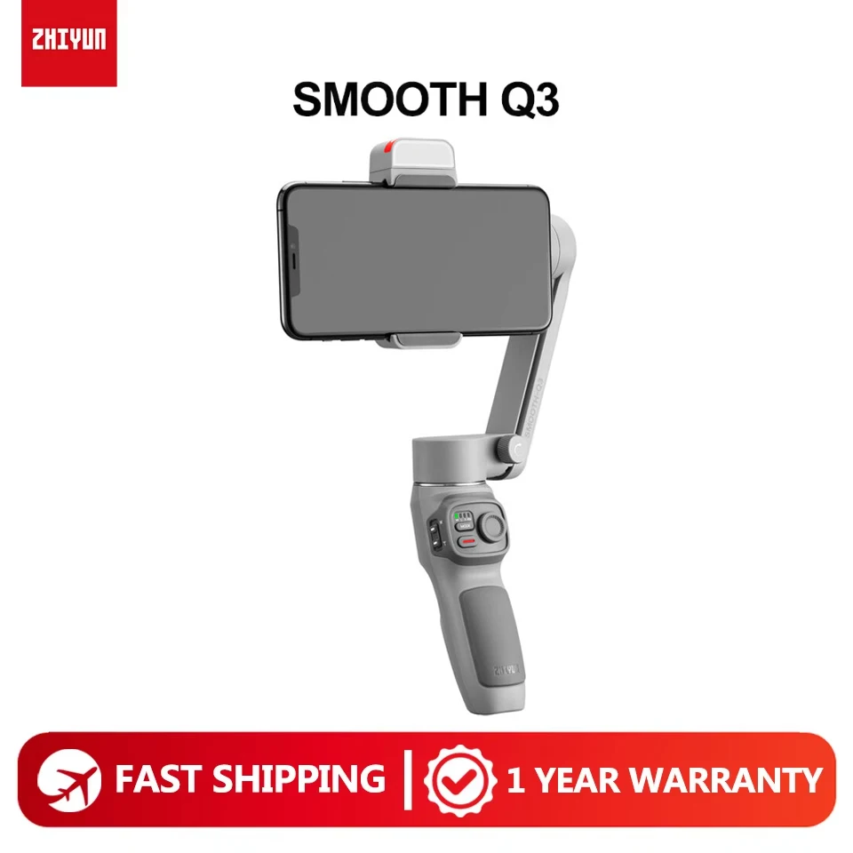ZHIYUN SMOOTH Q3 Smartphone Gimbal Compact Folding 3-Axis Stabilizer Selfie Stick Smart Tracking 180° Rotatable Fill Light