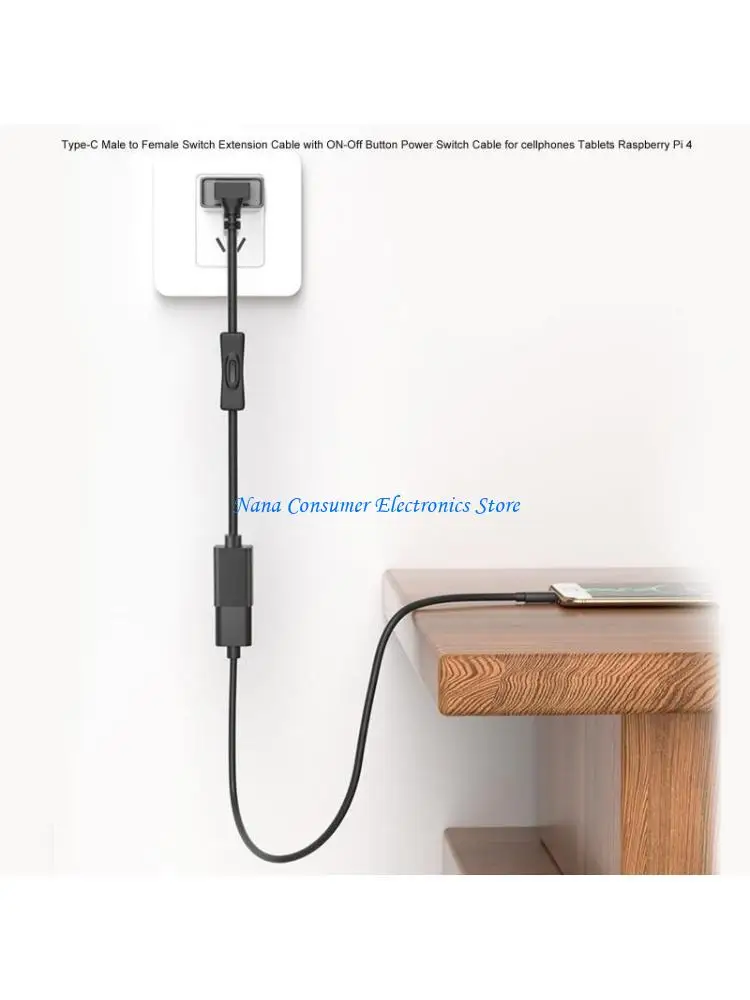 

G7NE Удобный удлинительный кабель USB C «папа-мама» с переключателем включения/выключения для